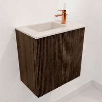 Toiletmeubel Mondiaz Joya Dlux | 40 cm | Meubelkleur Walnut | Faye wastafel Meli Wasbak Links | 1 kraangat