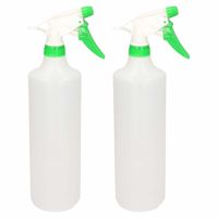 2x Waterverstuivers/plantenspuiten groen/witte spraykop 1 liter