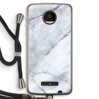 Witte marmer: Motorola Moto Z Force Transparant Hoesje met koord
