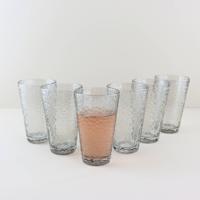 OTIX Waterglazen - Longdrink - Limonade - Glazen - Set van 6 - Stapelbaar - 300ml - Gehamerd Glas - Rookglas - Grijs - thumbnail