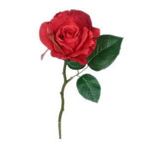 Kunstbloem roos Emy - rood - 31 cm - kunststof steel - decoratie bloemen   -