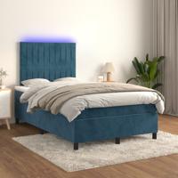 Boxspring met matras en LED fluweel donkerblauw 120x200 cm