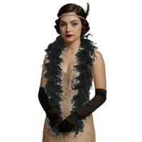 Carnaval verkleed boa met veren - zwart - 80 gram - themafeest