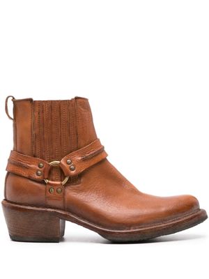 Moma bottines en cuir à détail de chaîne - Marron