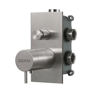 Inbouwkraan Qisani Flow Thermostatisch 2-weg Vierkant Geborsteld RVS