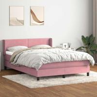 Boxspring met matras fluweel roze 160x220 cm
