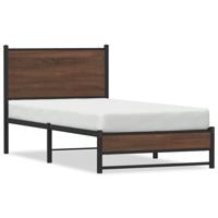 Bedframe met hoofdbord metaal bruin eikenkleurig 80x200 cm