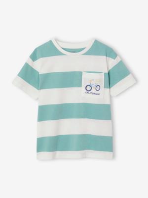 Jongensshirt met brede strepen groen, gestreept