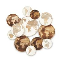 Wanddecoratie Gift Decor Wit Bruin Mangohout Wereldkaart 76 x 70 x 5 cm