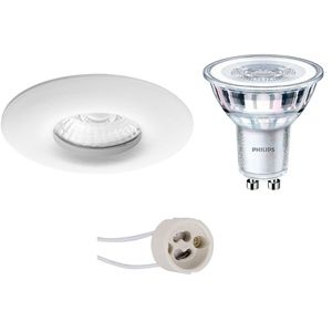 LED Spot Set - Pragmi Luno Pro - Waterdicht IP65 - GU10 Fitting - Inbouw Rond - Mat Wit - Ø82mm - Philips - CorePro 827 36D - 3.5W - Warm Wit 2700K