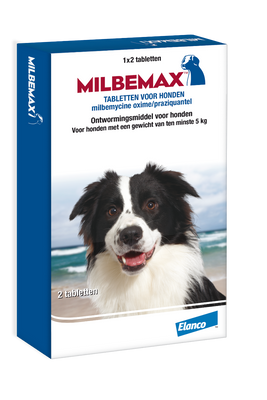 Milbemax ontworming hond vanaf 5 kilo, 2 tbl