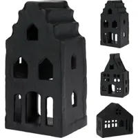 HUIS MET THEELICHT 7X6X12CM ZW HUIS MET THEELICHT 7X6X12CM ZW