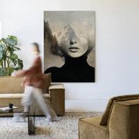 Urban Cotton Wandkleed 'Head In The Sky' 110 x 145cm in Frame - black