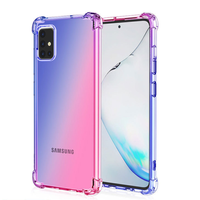 Samsung Galaxy A42 hoesje - Backcover - Extra dun - Transparant - Tweekleurig - TPU - Blauw/Roze - thumbnail