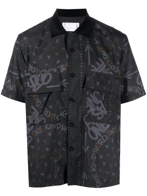 sacai chemise imprimée à manches courtes - Noir