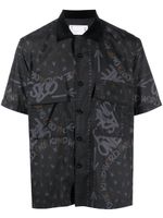 sacai chemise imprimée à manches courtes - Noir
