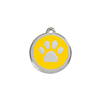 Paw Print Yellow roestvrijstalen hondenpenning small/klein dia. 2 cm - RedDingo - thumbnail