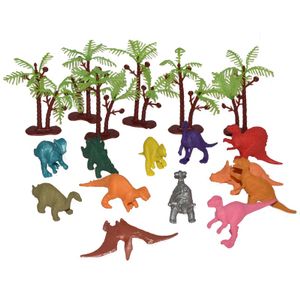 18x Plastic speelgoed dinosaurussen in emmer   -