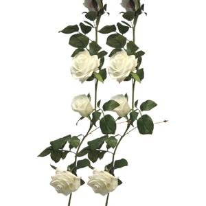 Kunstbloemen slinger rozen Emily - 2x - 145 cm - wit - guirlande - decoratie - bruiloft versiering