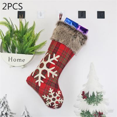 2 stuks CX20202 kerst Snowflake pluche sok Gift Bag kerstboom hanger decoratie