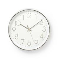 Nedis clwa015pc30sr ronde wandklok diameter 30 cm wit & zilver Nedis clwa015pc30sr ronde wandklok diameter 30 cm wit & zilver