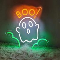 1 pc halloween ghost boo neon decoratieve wandlamp leuke ghost halloween indoor bar restaurant sfeer decoratie nachtlampje usb-voeding Lightinthebox