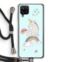 Regenboog eenhoorn: Samsung Galaxy A12 Transparant Hoesje met koord