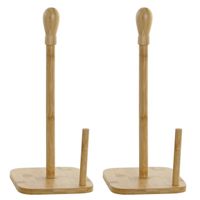 2x stuks keukenrol houder bamboe hout 15 x 34 cm