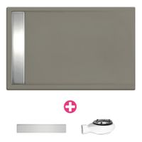 Douchevloer Xenz Easy Tray | 120x90 cm | Incl.Gootcover en Afvoersifon | Acryl | Rechthoek | Cement mat - thumbnail