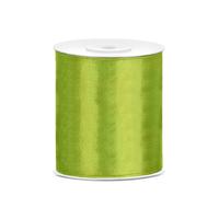 Hobby/knutsel satijnen sierlint - groen - 10 cm x 25 mtr - cadeau lint