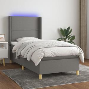 Boxspring met matras en LED stof donkergrijs 90x190 cm SKU: V3138758