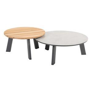 Taste by 4SO Emma set koffie tafels 65cm en 80 cm rond printed keramiek en teak antraciet