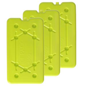 Koelelementen 450 gram - 3x - 14 x 25 x 1 cm - geel - voor koelbox en koeltas