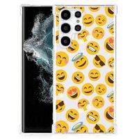 Samsung Galaxy S22 Ultra Doorzichtige Silicone Hoesje Emoji - thumbnail