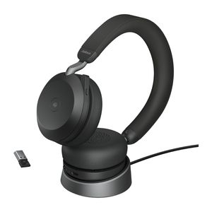 Jabra Evolve2 75 Over Ear headset Telefoon Kabel Zwart Indicator voor batterijstatus, Microfoon uitschakelbaar (mute)