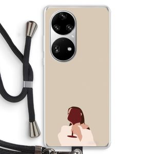 I drink wine: Huawei P50 Pro Transparant Hoesje met koord