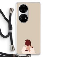 I drink wine: Huawei P50 Pro Transparant Hoesje met koord
