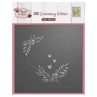 Nellie's Choice • embossing folder bloemen hart 15x15cm