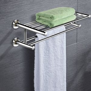 60 cm Roestvrij Staal Handdoekrek Badkamer Handdoek Bar Wand Gemonteerde Handdoek Houder Organisator Zilver