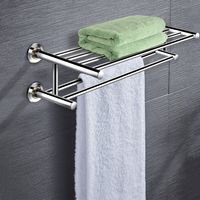 60 cm Roestvrij Staal Handdoekrek Badkamer Handdoek Bar Wand Gemonteerde Handdoek Houder Organisator Zilver