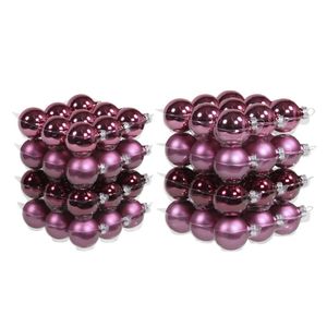 72x stuks glazen kerstballen cherry roze (heather) 4 en 6 cm mat/glans - Kerstbal