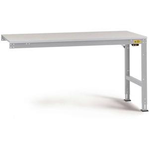 Manuflex LU6008.9006 ESD ESD-werktafel universele standaard aanschuiftafel met melamine schijf, bxdxh = 1000 x 600 x 763-873 mm Aluminium-zilver