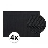 Tafel Placemats - 4x stuks - zwart - gevlochten - 45 x 30 cm - onderleggers