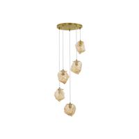 Lyora HanglampOdelle 5-lichts goud met amber glas - 9009255