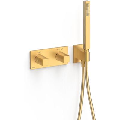 Douchekraan Tres B-System | Inbouw | Thermostaatkraan | Excl.Inbouwdeel | 2-weg | Rechthoek | 24k Goud mat