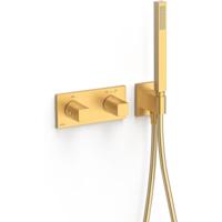 Douchekraan Tres B-System | Inbouw | Thermostaatkraan | Excl.Inbouwdeel | 2-weg | Rechthoek | 24k Goud mat