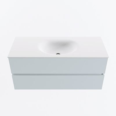 MONDIAZ VICA 110cm badmeubel onderkast Clay 2 lades. Wastafel MOON midden 1 kraangat, kleur Talc.