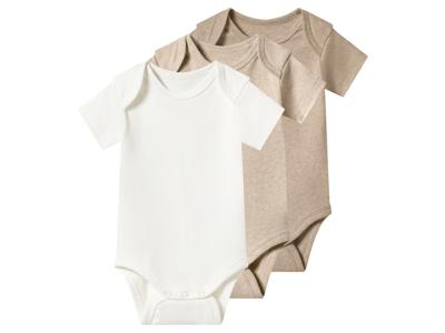 lupilu Set van 3 baby rompers (Beige, 74/80)