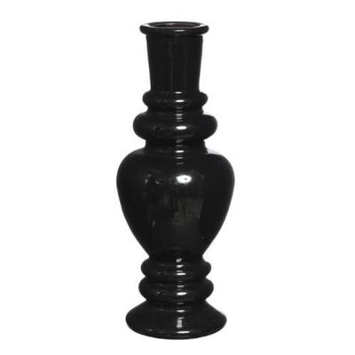 Bloemenvaas Venice - voor kleine stelen/bloemen - gekleurd glas - transparant zwart - D5,7 x H15 cm Bloemenvaas Venice - voor kleine stelen/bloemen - gekleurd glas - transparant zwart - D5,7 x H15 cm