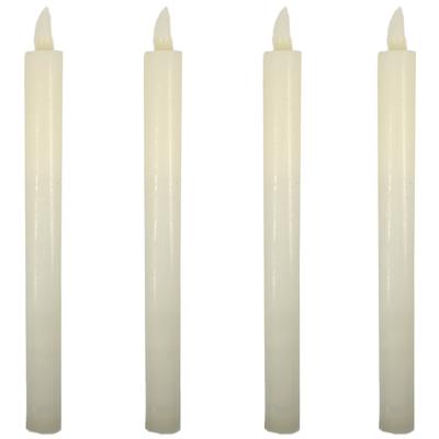 Cepewa Led dinerkaarsen - 4x stuks - LED-verlichting met timer - wit - 25 cm - op batterijen